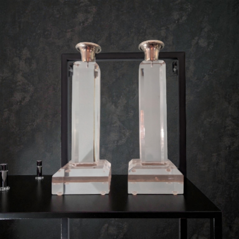 Vintage MCM Lucite Candleholders – Set of 2 | Mid Century Modern Decor